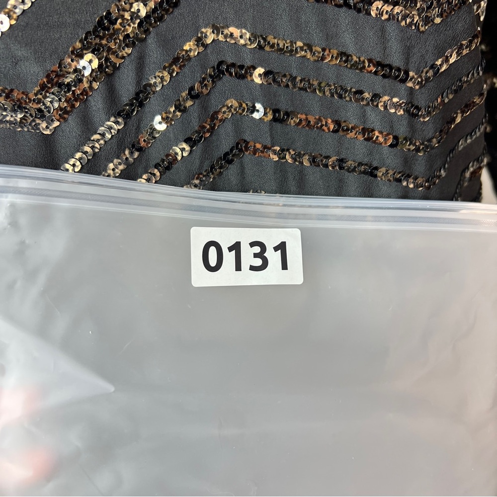 Mustard Seed Sequin Sheath Mini Dress Black and Gold - Women’s Size Medium - Picture 9 of 17